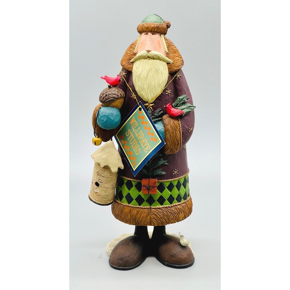 Williraye Studio Caroling with Cardinals Santa Figurine Purple WW2938 2012